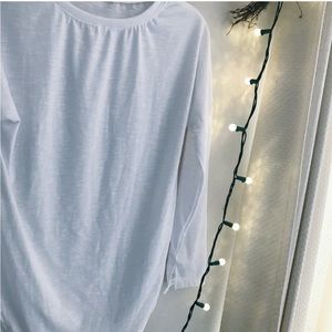 Oversized white long sleeve shirt